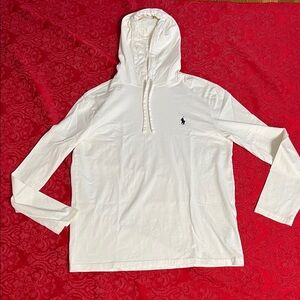Polo Ralph Lauren Hooded Shirt Men’s Medium White Long Sleeve Pony Logo Cotton